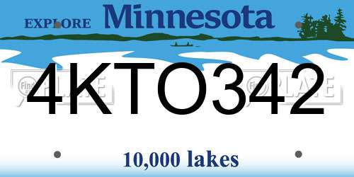 4KTO342 Minnesota License Plate