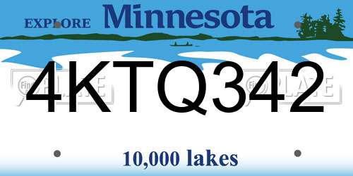 4KTQ342 Minnesota License Plate