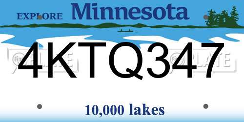 4KTQ347 Minnesota License Plate