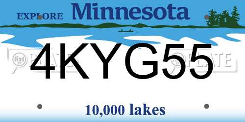4KYG55 Minnesota License Plate