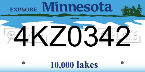 4KZ0342 Minnesota License Plate