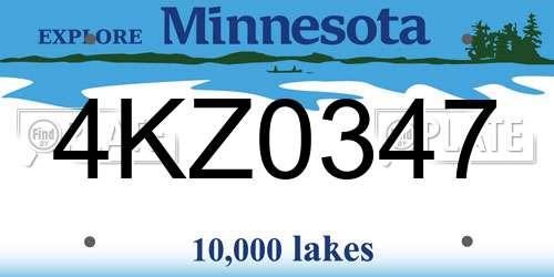 4KZ0347 Minnesota License Plate