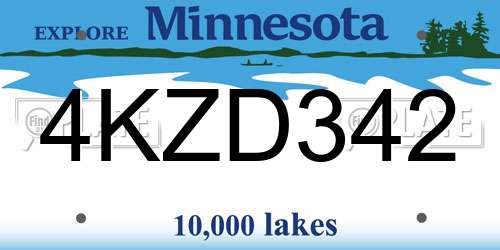 4KZD342 Minnesota License Plate