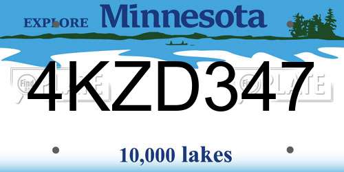 4KZD347 Minnesota License Plate