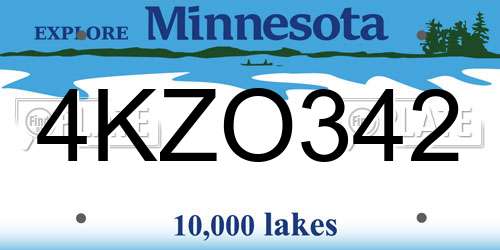 4KZO342 Minnesota License Plate