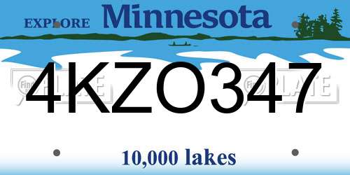 4KZO347 Minnesota License Plate
