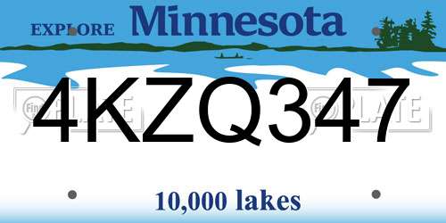 4KZQ347 Minnesota License Plate