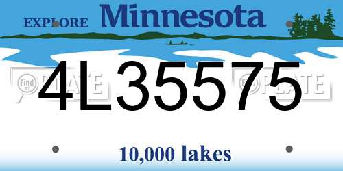 4L35575 Minnesota License Plate
