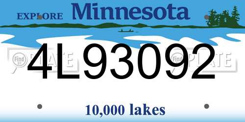 4L93092 Minnesota License Plate