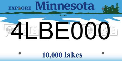 4LBE000 Minnesota License Plate