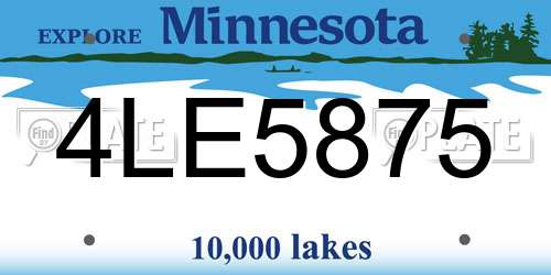 4LE5875 Minnesota License Plate