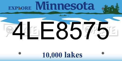 4LE8575 Minnesota License Plate