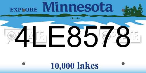 4LE8578 Minnesota License Plate