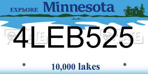 4LEB525 Minnesota License Plate