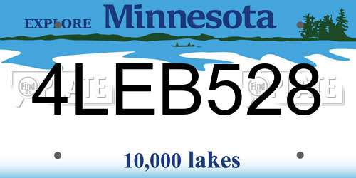 4LEB528 Minnesota License Plate