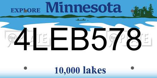 4LEB578 Minnesota License Plate