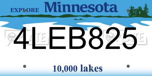 4LEB825 Minnesota License Plate
