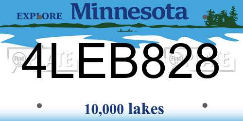4LEB828 Minnesota License Plate