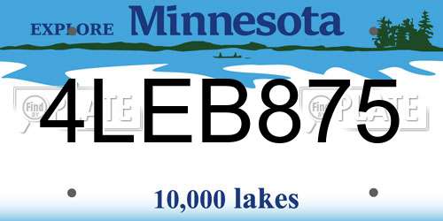 4LEB875 Minnesota License Plate