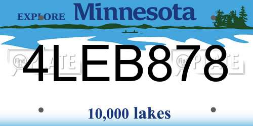 4LEB878 Minnesota License Plate