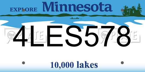 4LES578 Minnesota License Plate