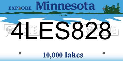 4LES828 Minnesota License Plate