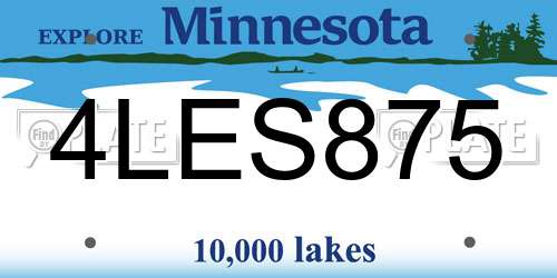 4LES875 Minnesota License Plate