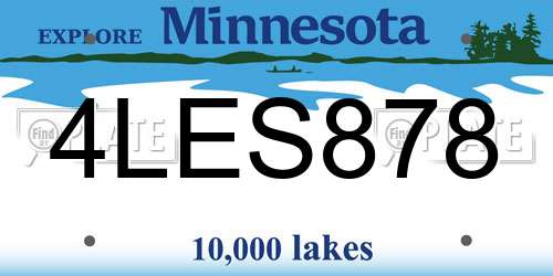 4LES878 Minnesota License Plate
