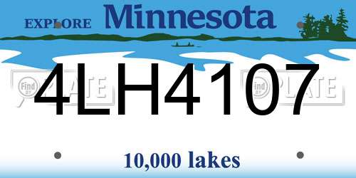 4LH4107 Minnesota License Plate