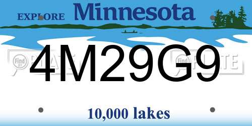 4M29G9 Minnesota License Plate