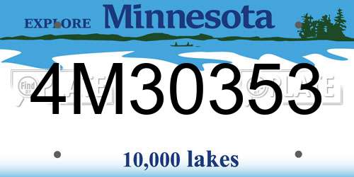 4M30353 Minnesota License Plate