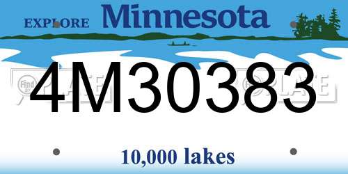4M30383 Minnesota License Plate