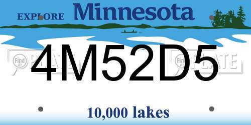 4M52D5 Minnesota License Plate