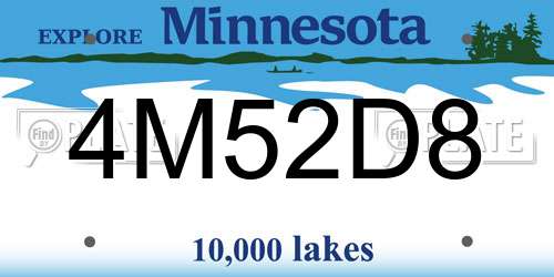 4M52D8 Minnesota License Plate