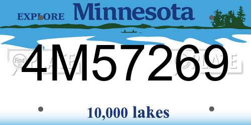 4M57269 Minnesota License Plate