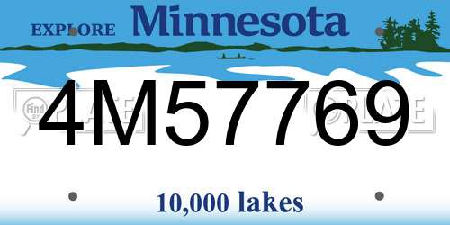 4M57769 Minnesota License Plate