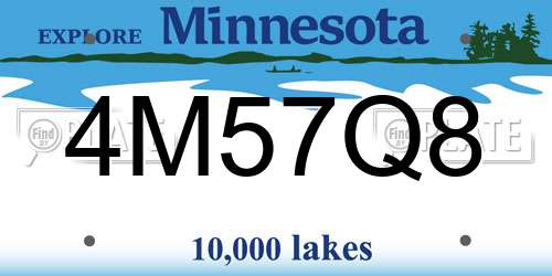 4M57Q8 Minnesota License Plate
