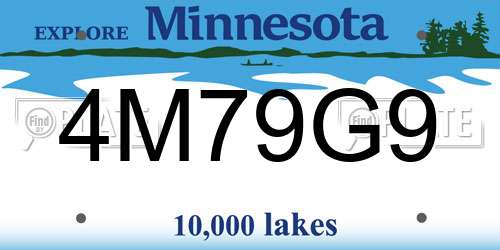 4M79G9 Minnesota License Plate
