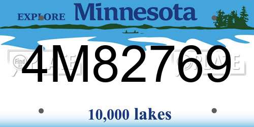 4M82769 Minnesota License Plate