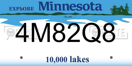 4M82Q8 Minnesota License Plate
