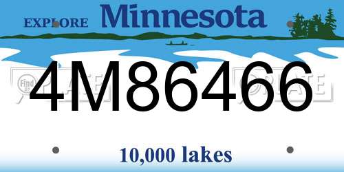 4M86466 Minnesota License Plate