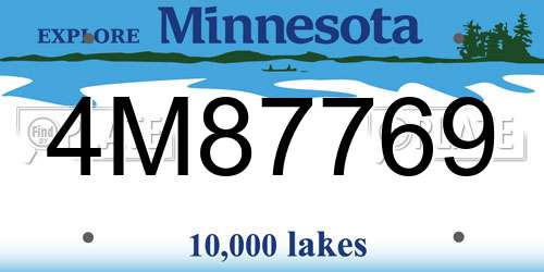 4M87769 Minnesota License Plate