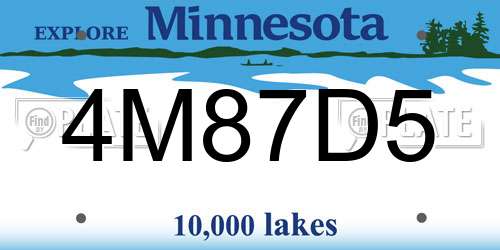 4M87D5 Minnesota License Plate
