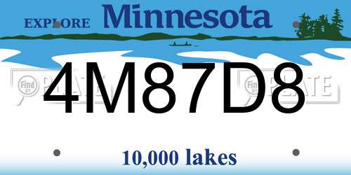 4M87D8 Minnesota License Plate