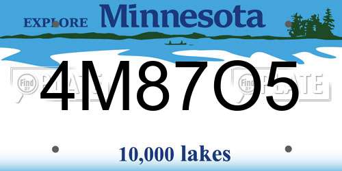 4M87O5 Minnesota License Plate
