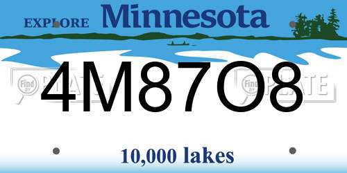 4M87O8 Minnesota License Plate