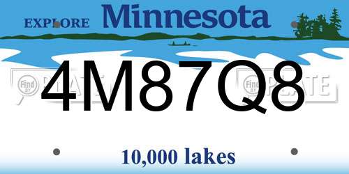4M87Q8 Minnesota License Plate