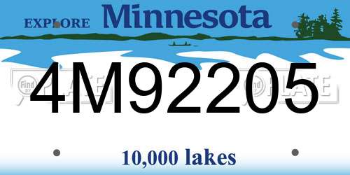 4M92205 Minnesota License Plate