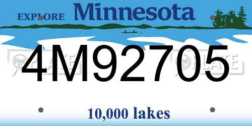 4M92705 Minnesota License Plate