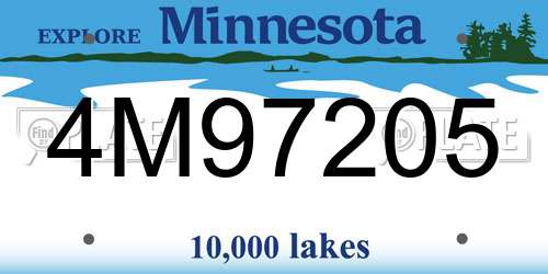 4M97205 Minnesota License Plate